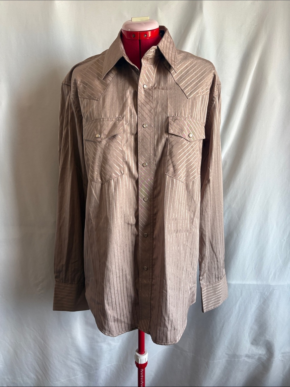 Wrangler Brown Striped Long Sleeve Western Button-Down Shirt